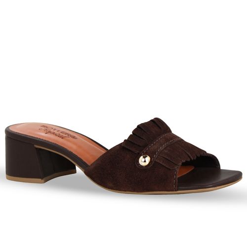 Tamanco Couro Camurça Café