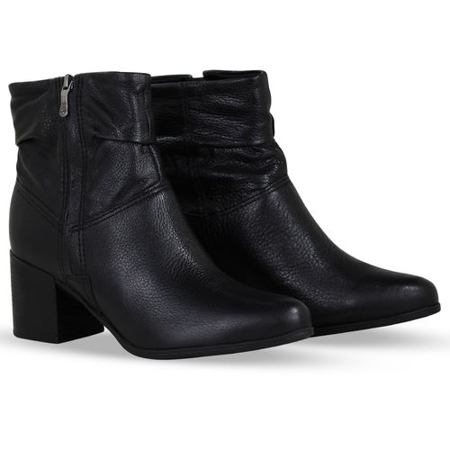 Bota Cano Baixo Couro Burnish Preto