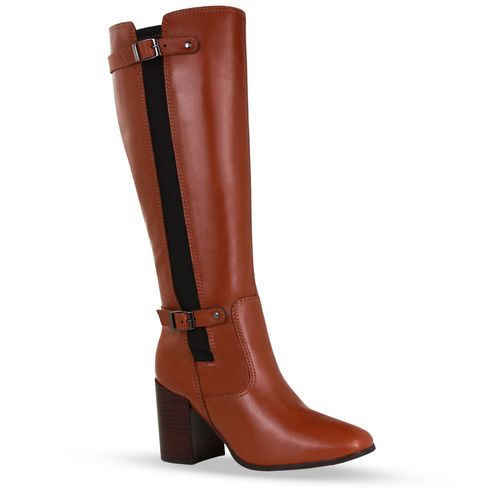 Bota Cano Longo Couro Atanado Napoli Conhaque