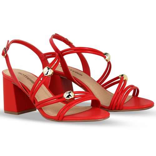 Sandália Couro Burnish Vermelho