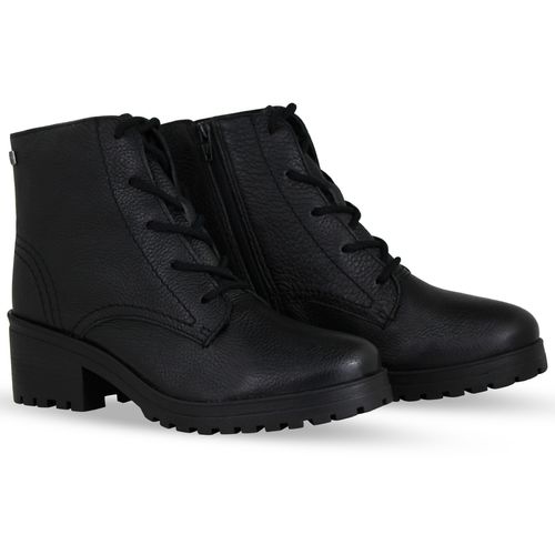 Bota Coturno Couro Burnish Preto