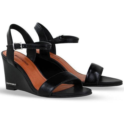 Sandália Anabela Couro Atenas Preto