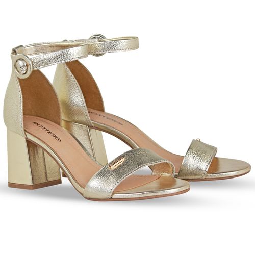 Sandália Couro Metalizado Roma Dourado