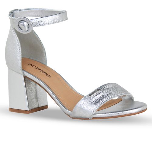 Sandália Couro Metalizado Roma Prata