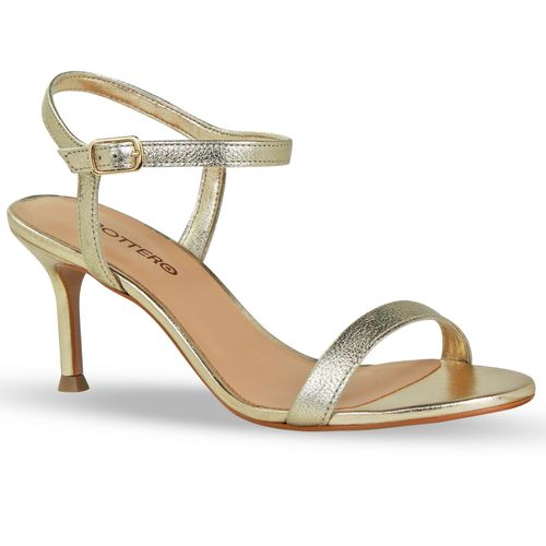 Sandália Couro Metalizado Roma Dourado