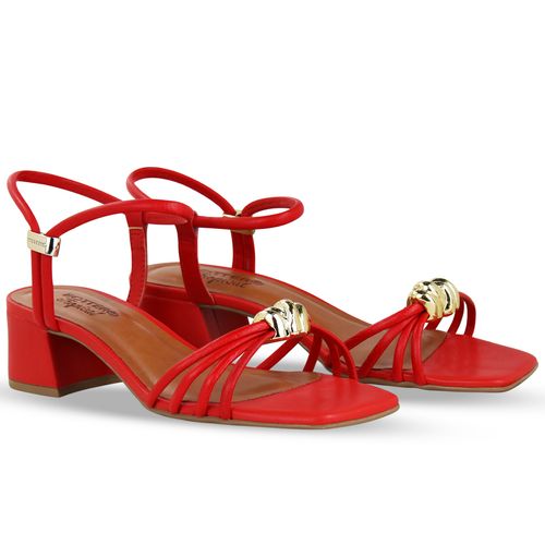 Sandália Couro Burnish Vermelho