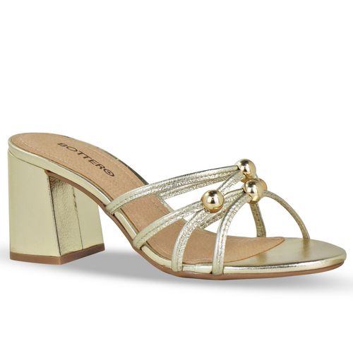 Tamanco Couro Metalizado Roma Dourado