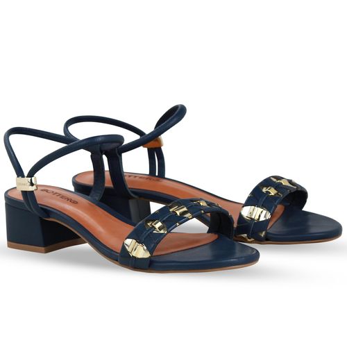 Sandália Couro Burnish Marinho