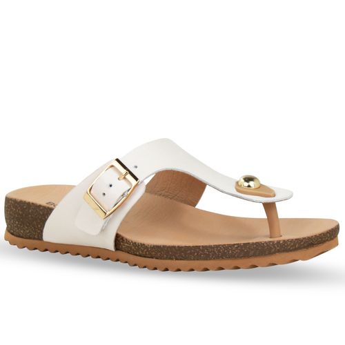 Sandália Rasteira Couro Atanado Napoli Off White