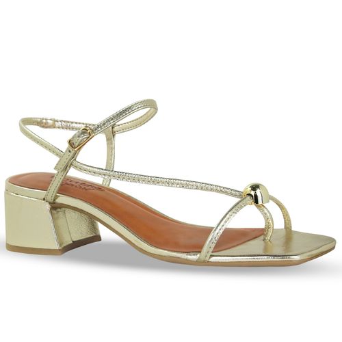 Sandália Couro Metalizado Roma Dourado