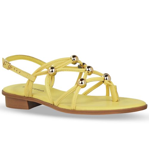 Sandália Rasteira Couro Atanado Napoli Amarelo Manteiga