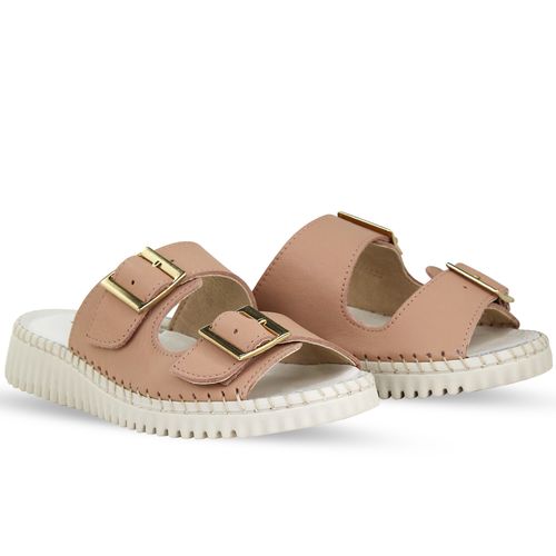 Sandália Rasteira Couro Burnish Brown Sugar