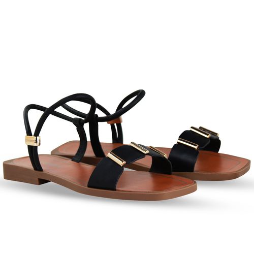 Sandália Rasteira Couro Atanado Napoli Preto