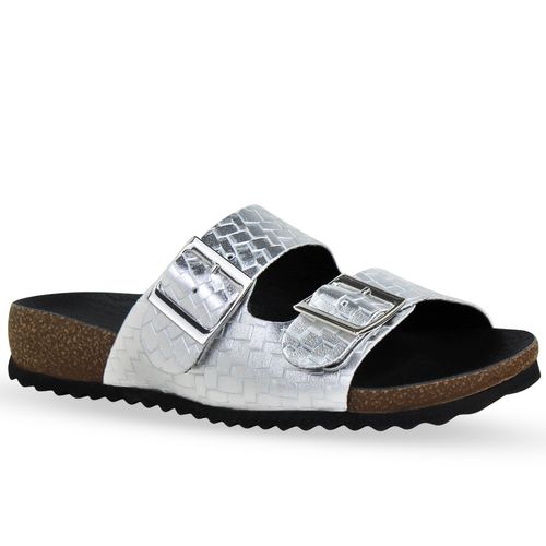 Sandália Rasteira Trama Prata