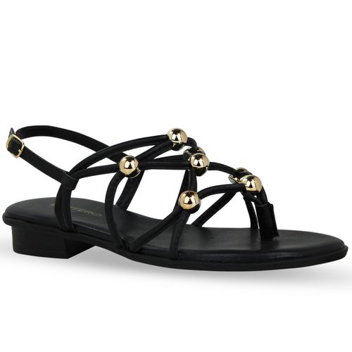 Sandália Rasteira Couro Atanado Napoli Preto