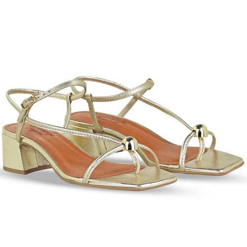 Sandália Couro Metalizado Roma Dourado