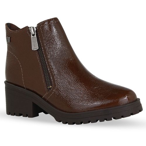 Bota Coturno Couro Verniz Show Capuccino
