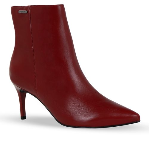 Bota Cano Baixo Couro Atenas Burgundy