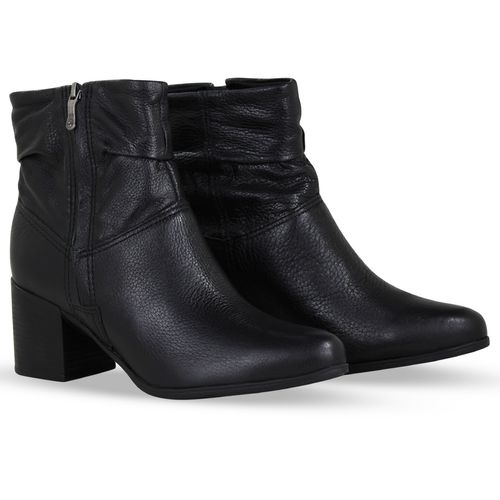 Bota Cano Baixo Couro Burnish Preto