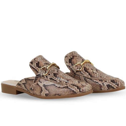 Sapato Mule Couro Snake Natural