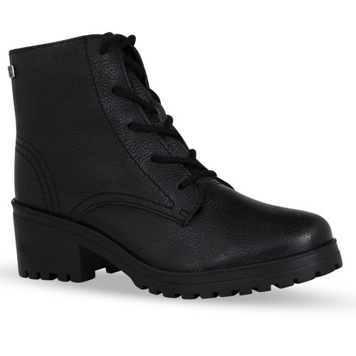 Bota Coturno Couro Burnish Preto