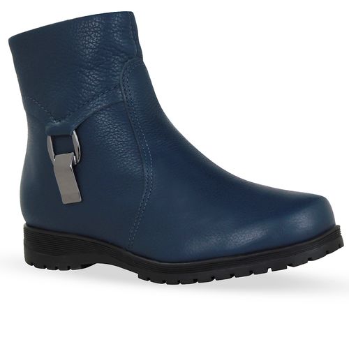 Bota Cano Baixo Couro Burnish Marinho