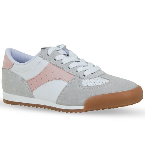 Tênis Couro Camurça Cinza Claro