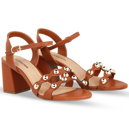 Sandália Couro Burnish Caramelo