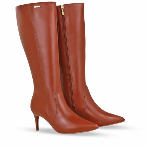 Bota Cano Longo Couro Atanado Napoli Conhaque