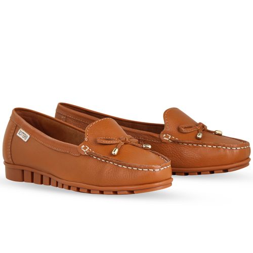 Sapato Mocassim Couro Burnish Caramelo