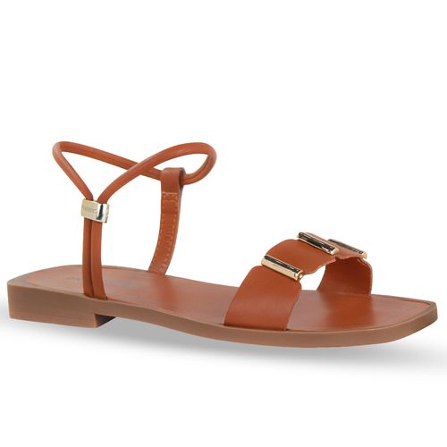 Sandália Rasteira Couro Atanado Napoli Caramelo