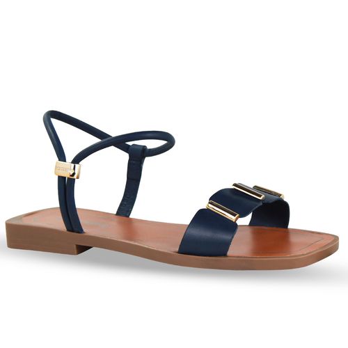 Sandália Rasteira Couro Atanado Napoli Marinho