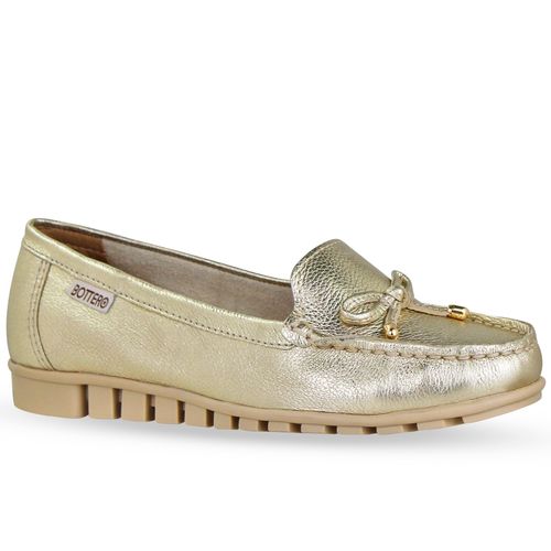 Sapato Mocassim Couro Metalizado Roma Dourado