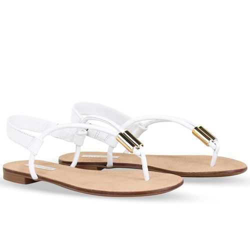 Sandália Rasteira Couro Atanado Napoli Branco