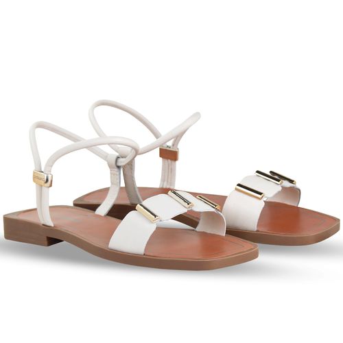 Sandália Rasteira Couro Atanado Napoli Off White