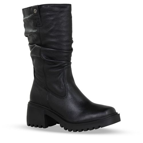 Bota Coturno Couro Burnish Preto