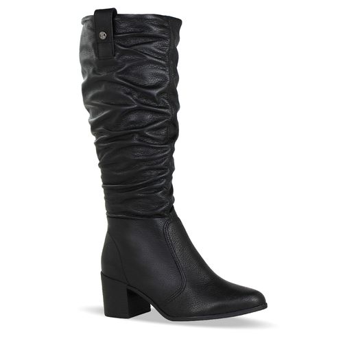 Bota Cano Longo Couro Burnish Preto