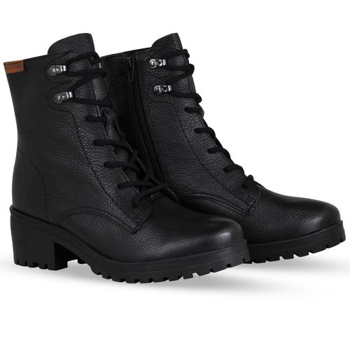 Bota Coturno Couro Burnish Preto