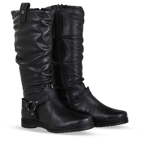 Bota Cano Longo Couro Burnish Preto