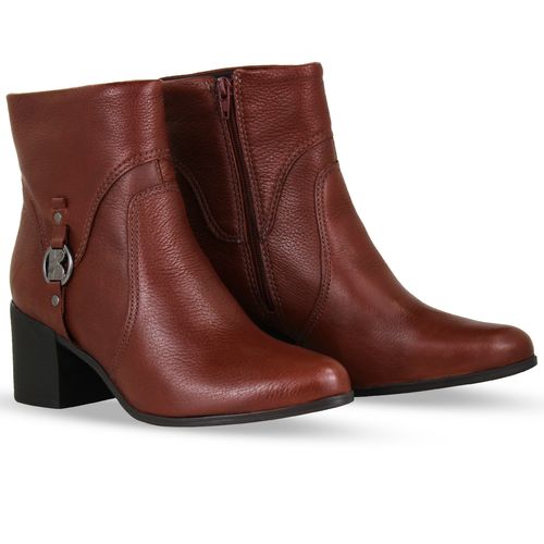 Bota Cano Baixo Couro Burnish Conhaque