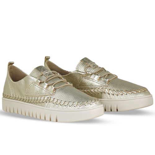 Tênis Couro Firenze Metal Dourado